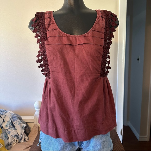 Anthropologie Vintage Odille Sleeveless Rust Blouse - Picture 1 of 7